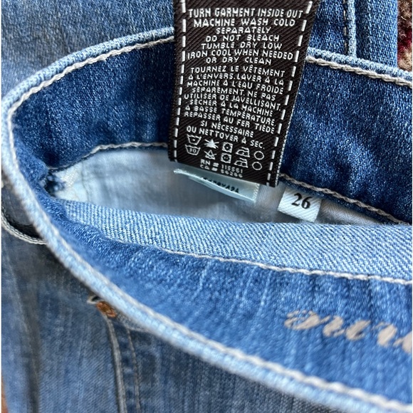 7 For All Mankind Roxanne Blue Skinny Fit Denim Ankle Jeans w/Frayed Hem Sz 26 - Picture 9 of 9